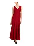 Adrianna Papell Womens Red Lace Scalloped Sleeveless V Neck Maxi Evening Dress Petites UK Size: 12