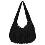 ACUYE Quilted Tote Bag Puffer Bag Puffy Tote Bag for Women Large Puffer Bag Crossbody Purse Carryall Bag Cotton Puffy Shoulder Bag Padding Hobo Tote Bag