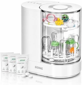 SIJING Baby Bottle Washer, Sterilizer and Dryer with Visible Glass Chamber, 4-in-1 Automatic Bottle Cleaner for Bottles, Nipples, Pacifiers & Breast Pump Parts