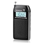 Retekess PR12 Mini AM FM Radio, Pocket Radio Portable, Digital Radio with Micro SD Socket, LCD Display, Backlight, Earphone Jack for Jogging (Black)