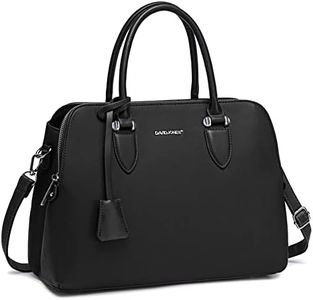 David Jones - Borsa a Mano Bugatti Elegante Donna - Tracolla Spalla PU Pelle Molte Tasche Scomparti - Tote Shopper Bag Borsetta Grande Lavoro Satchel Cartella Manico Superiore - Nero