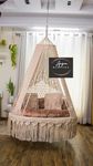 Aayan Macrame Premium Luxury Macrame Swing for Adults/Swing for Living Room/Swing for Balcony/Jhula for Adults/Swing Chair Large Sitting Cushion (Pink)