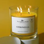The Fragrance People Citronella Essential Oil 3-Wick Candle Natural Soy Wax, Mosquito Repellent, Long-Lasting Scented Candle for Indoor & Outdoor Use – Home, Garden, Office, Balcony & Gifting