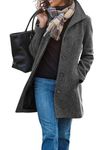 chouyatou Women's Winter Wool Blend Pea Coat Single Breasted Stand Collar Casual Trench Coat Overcoat, Grey, XX-Large