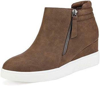 DREAM PAIRS Womens Brown Casual Platform Wedge Sneaker Booties Size 10 M US Wedge-Snkr-2, Brown-2