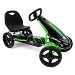 509 Crew Air Jet Pedal Go Kart - Green - Kids, Sporty Graphics on The Front Fairing, Adjustable Bucket Seat, 4 Spoke Rims w/ 10'' EVA Wheels, Sporty Steering Wheel, Kids Go Kart Ages 4+ (U925005)