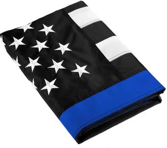 Thin Blue Line Flag: 3x5 ft with Embroidered Stars - Sewn Stripes - Brass Grommets - UV Protection - Black White and Blue American Police Flag Honoring Law Enforcement Officers