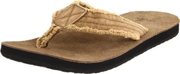 Sanuk Men's Fraid Not Flip Flops, Beige Khaki, 11.5 UK