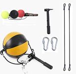 HUICHAI Double End Speed Ball Leather Boxing Double End Speed Ball Bag MMA Double End Dodge Ball Punching Training Floor to Ceiling Rope Workout