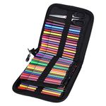 72/120 Slots Large Capacity Pen Case Pouch Storage Bag with Zipper Closure for Watercolor Pens & Markers &Pencils(72 Slots)