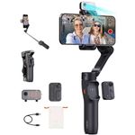 hohem iSteady V3 Gimbal Stabilizer for Smartphone, AI Tracker Fill Light,Detached Remote,Built-in Tripod Extension Rod,2024 Upgraded 3-Axis Phone Gimbal Foldable Stabilizer for iPhone Android