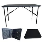 ACCURATE 4Ft Heavy Duty Folding Table, Premium Quality Camping Table for Outdoor & Indoor Use for BBQ| Picnic| Garden| Office Party| Camping Activity-(120X61X74cm) - BLACK