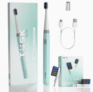 TÜSK Gentle One Electric Toothbrush with 2 Replaceable Soft Brush Heads - USB-C Rechargeable, 24,000 Sonic Vibrations, 60-day Battery Life, 3 brushing Modes (Sea Green)