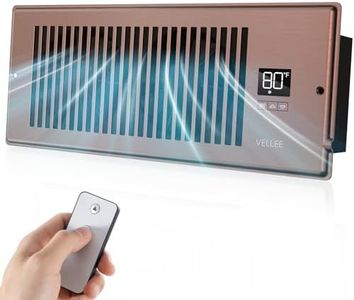 VELLEE Quiet Register Booster Fan Fits 4" x 12" (DUCT OPENING CUTOUT), 10-Speed Smart Heating Cooling AC Vent Booster Fan w/Remote Control & Thermostat Control (Bronze) - Corded