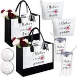 Paterr 8 Pack Mother of the Bride and Mother of the Groom Gifts 20 oz Tumblers Canvas Tote Bags Wedding Gift Mother of Bride and Groom Makeup Bags Mirrors for Bridal Shower Engagement (Floral Style)