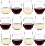 Libbey Stemless Wine Glasses for Red and White Wines, Set of 12