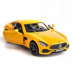 RMZ City 1/36 Scale Benz AMG GT Car Model, Zinc Alloy Die-Cast Pull Back Vehicles Kid Toys for Boy Girl Gift (Yellow)