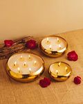 AuraDecor Gold Hammered Urli Candle Multiple Wick || Celebration Candle || Festive Candle || Long Burning Candle|| Fragrance Candle (Set of 3)