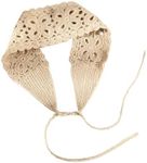 OYOANGLE Women's Boho Crochet Knit Hair Band Vintage Head Wrap Hair Bandanas Head Kerchief Beige One-Size