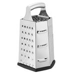 Amazon Basics Stainless Steel Heav-Duty Hexagonal Cheese Grater, 6-Sided Box Grater with Non-Slip Base, 22.9 cm, Black(Previously AmazonCommercial brand)