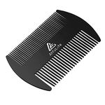 Metal Hair&Beard Comb - AhfuLife EDC Credit Card Size Comb Perfect for Wallet and Pocket - Anti-Static Dual Action Beard Comb (Stainless Steel Comb - Black)