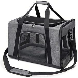 Cat Carrier for Small Dog, Pet Carrier Travel Bag with Adequate Ventilation, 5 Mesh Windows, 3 Entrance, Locking Safety Zippers, Padded Shoulder and Carrying Strap, Medium