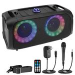 Wireless Portable Bluetooth Boombox Speaker - 500W Rechargeable Boom Box Speaker Portable Barrel Loud Stereo System - Flashing LED, FM Radio/Aux/MP3/USB Flash Drive/Micro SD, & 1/4 in - Pyle PPHP652B