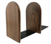 Winterworm Simple Nature Japanese Style Black Walnut Wood Bookends Book Ends For Home Office Library School Study Decoration Gift (Round, Large)