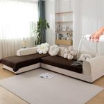 HOKIPO L Shape Sofa Seat Mat in 3+2 Style - Waterproof + Anti-Slip + Quick Dry Quilted Mats, Brown (AR-5275-BR + AR-5278-BR)