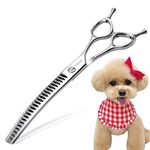 FOGOSP Curved Thinning Shears for Dogs Grooming 7.5'' Downward Curved Chunker Dog Grooming Scissors for Medium Large Dog 75% Thinning Rate (7.5 in, Chunker)