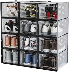 12PCS Shoe Storage Box Sneaker Display Case Plastic Clear Shoe Organizer Stackable Transparent Container Extra Large