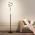 AManLife LED Floor Lamp, Floor Lamps for Living Room, 3 Color Temperature & 5 Brightness Levels Floor Lamps, 63'' Standing Lamp, Black Standard Lamps Living Room Remote+Foot Switch.