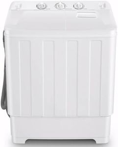 Nictemaw Portable Washing Machine 30Lbs Capacity Washer and Dryer Combo 2 In 1 Compact Twin Tub Laundry Washer (19Lbs) & Spinner (11Lbs) with Built-in Drain Pump, for Apartment Dorms RV, White