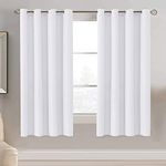 H.Versailtex Ultra Sleep Energy Saving Rich Linen Grommet Window Curtains for Spring Season, Room Darkening Curtain Panel for Bedroom, 52 by 63 Inch- Pure White Single Panel