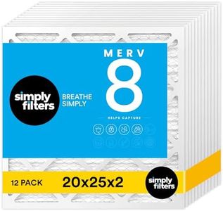 Simply 20x25x2 Air Filter, MERV 8, 12 Pack, Furnace Air Filter for HVAC (Actual Size: 19.5"x24.5"x1.75") DUST, Pet & Allergy Control
