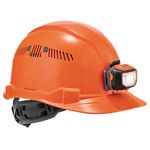 Vented Hard Hat with Light, Cap Style, Ratchet Suspension, Class C, Ergodyne Skullerz 8972LED , Orange