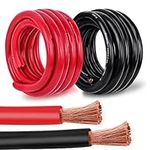 6 Gauge Battery Cable Copper Wire, 20FT Red+20FT Black 6 AWG Welding Cable Standard USA OFC Wire for Automotive, Battery, Solar, Marine and Generator