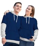 Twinny Zone Couple Hoodies WB2 Cotton Warm Pullover Regular Fit Sweatshirts Gift for Lovers- Pack of 2 (Men- XL, Women- XL, WBHoodiesBlue- Plain)