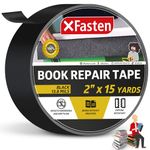 XFasten Book Binding Repair Tape, Black, 2-Inch by 15-Yard, Cloth Library Book Hinging Repair Tape, Acid Free and Archival Safe