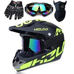 Motocross helmets, adult Full face motorcycle helmet ECE Certification,Youth and children off-road helmet,with gloves and masks, goggles (S)