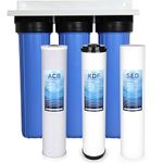 PERCOLA 3-Stage Whole House Water Filtration System, with 5 Micron 20" x 4.5" Sediment, UDF granular Carbon and CTO Carbon Block Filters, Reduces Chlorine, Sediment, Taste, Odor, 100,000 gallons