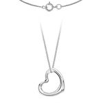 Carissima Gold Women's 9 ct White Gold 12 x 14 mm Heart Slider Pendant on 9 ct White Gold 0.7 mm Diamond Cut Curb Chain Necklace of Length 46 cm/18 Inch