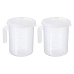 PATIKIL Graduated Beaker, 2 Pack 250ml PP Plastic Liquid Measuring Cup Double Sided Graduations with Handle Lid and Spout for Lab Kitchen Home