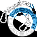 Dog Tie Out Cable: Reflective 15 ft Heavy Duty Dogs Chain for Outside with Shock Absorbing Spring - Dog Runner Leash for Yard Camping Outdoor Sturdy Lead for Small to Large Dog Up to 500LBS