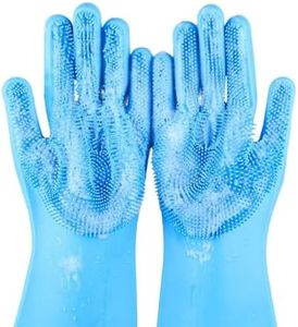 Pet Grooming Gloves -Heat Resistant Silicone Gloves with High-Density Teeth- Massage Mitt with Enhanced Five Finger Design - Efficient Deshedding Glove for Dogs, Cats