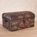 NOVICA 141804 "Autumn Leaves Leather Jewelry Box, Brown