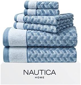 Nautica Home 6pc Towel Set 100% Terry Cotton, Oeko-Tex Certified, Super Soft & Absorbant, Medium-Weight, 6 Piece, Zane Chevron
