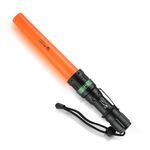 ULTRAFIRE 11-Inch Signal Traffic Wand Safty LED Torch 250 Lumens, Red Flashing Mode, Wrist Strap Lanyard, Side Clip, Orange Finish for Kids Outdoor Camping, UF-303