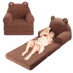 MOMCAYWEX Foldable Kids Sofa, Sherpa Teddy Bear Toddler Couch with Tri Folding Foam Cushions, Comfy Kids Couch for Kids Age 1-3