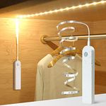 Sensky Motion Activeted LED Strip Lights Rechargeable Motion Sensor LED Strip Dimmable Cabinet Strip Lighting for Wardrobe, Gun Safe, Cabinet, Pantry, Closet (2M, Warm White)